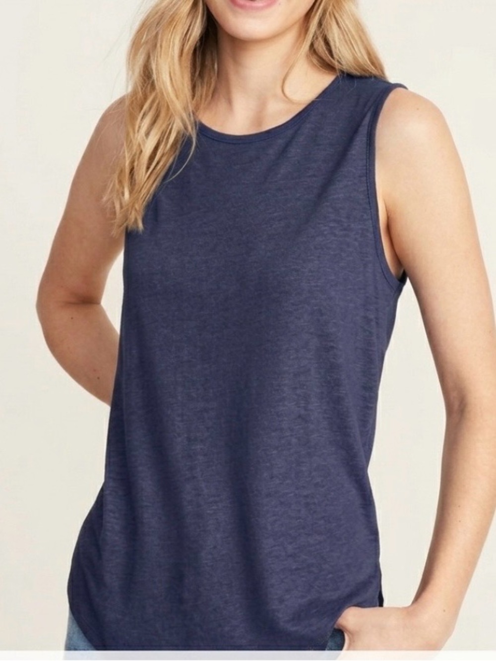 Old Navy Sleeveless Linen Tie Back Tank Top in Navy Blue. NWT Medium